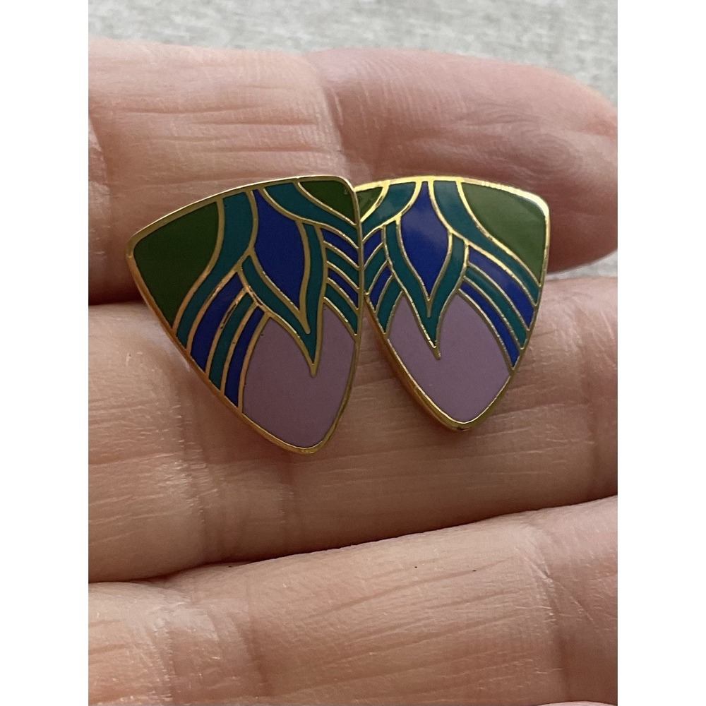vintage Laurel Burch "Egyptian Flower" stud earrings Estate Jewelry